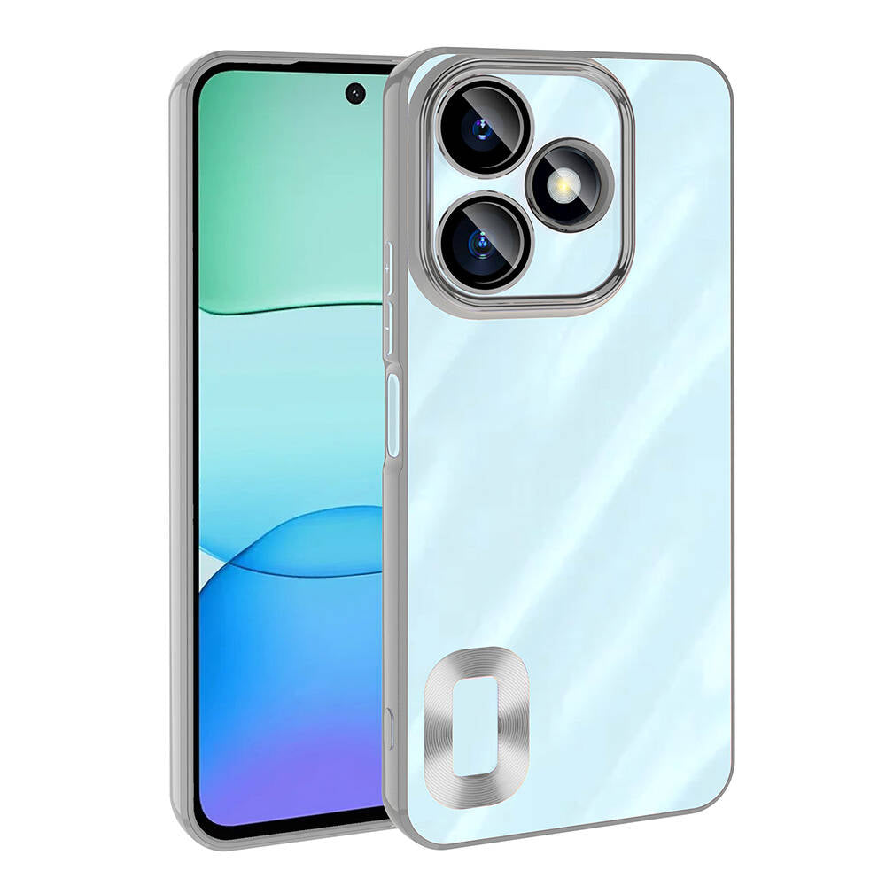 Xiaomi Redmi 13 4G Case Camera Protection Logo Showing Zore Omega Cover Silver