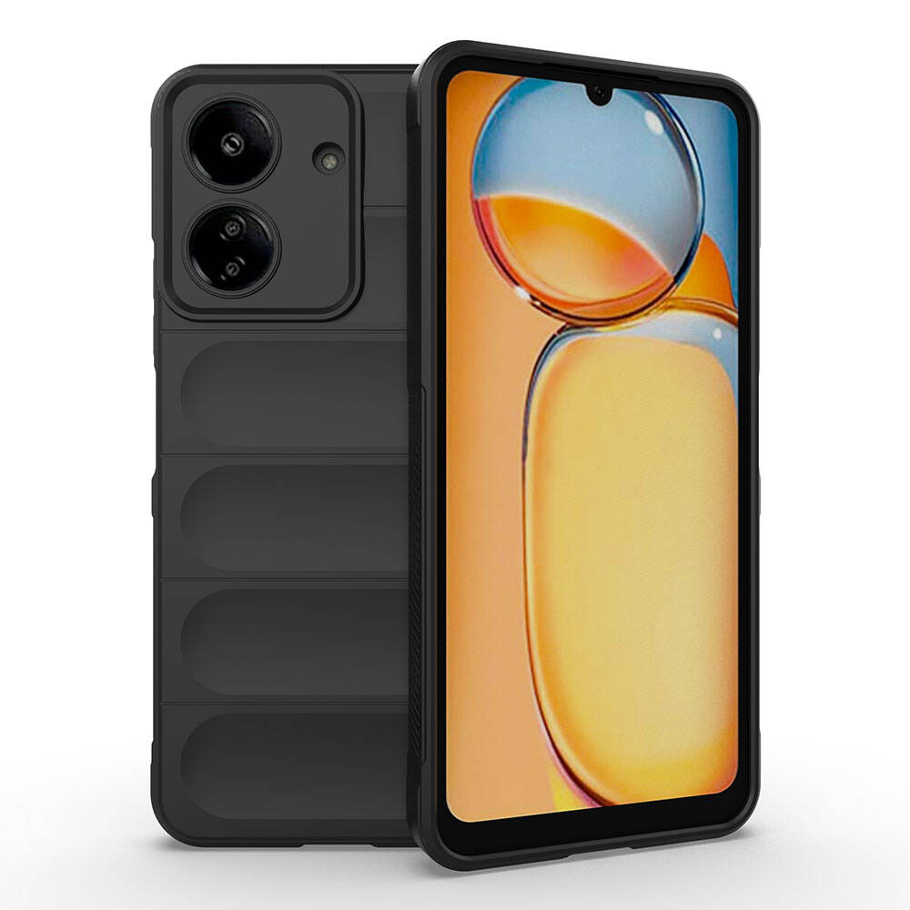 Xiaomi Redmi 13C Case Flexible TPU Hollow Back Surface Design Zore Ethnic Silicone Cover Black