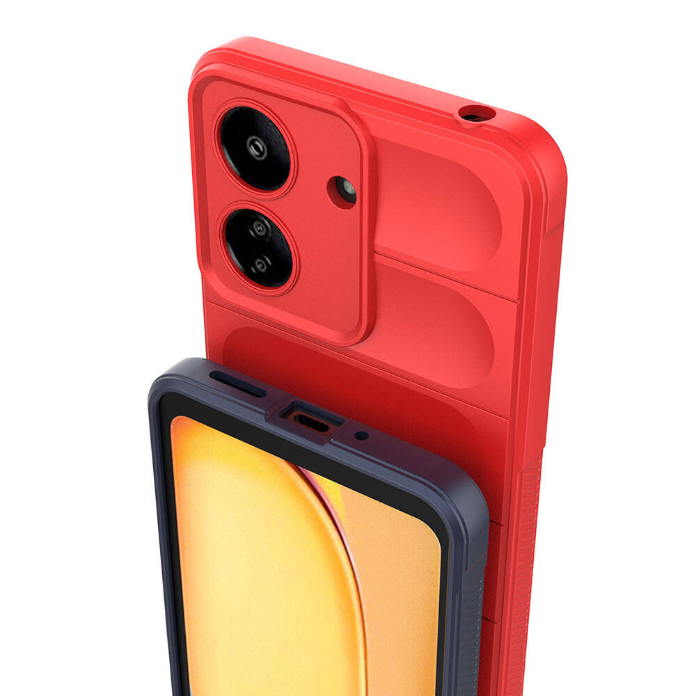 Xiaomi Redmi 13C Kılıf Esnek TPU Oyuklu Arka Yüzey Tasarımlı Zore Etnik Silikon Kapak Kırmızı