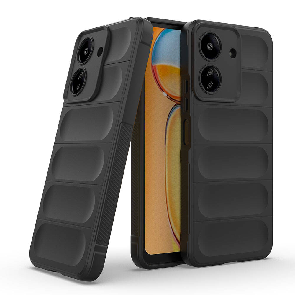 Xiaomi Redmi 13C Case Flexible TPU Hollow Back Surface Design Zore Ethnic Silicone Cover Black