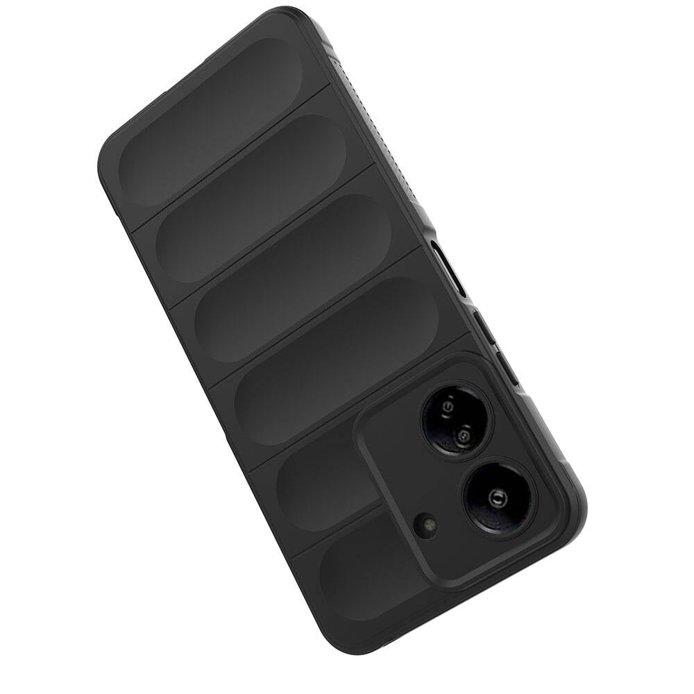 Xiaomi Redmi 13C Case Flexible TPU Hollow Back Surface Design Zore Ethnic Silicone Cover Black