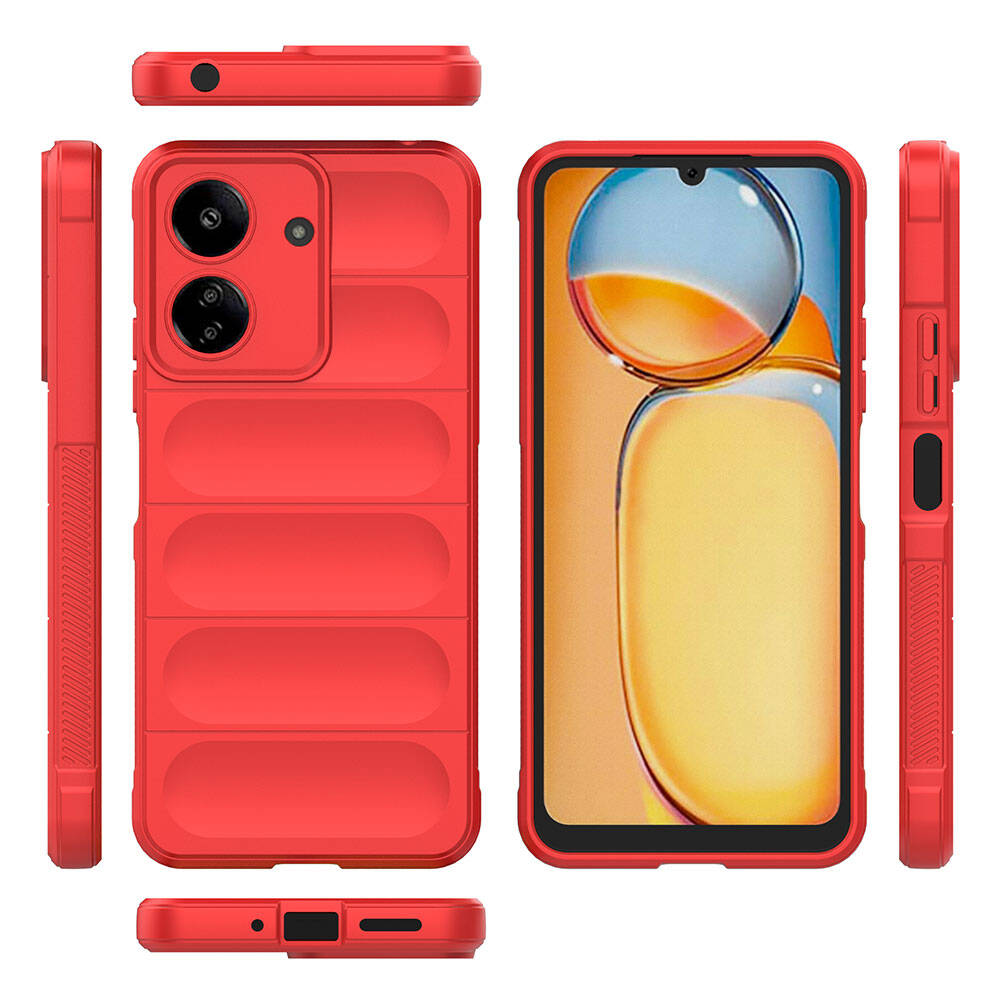 Xiaomi Redmi 13C Kılıf Esnek TPU Oyuklu Arka Yüzey Tasarımlı Zore Etnik Silikon Kapak Kırmızı