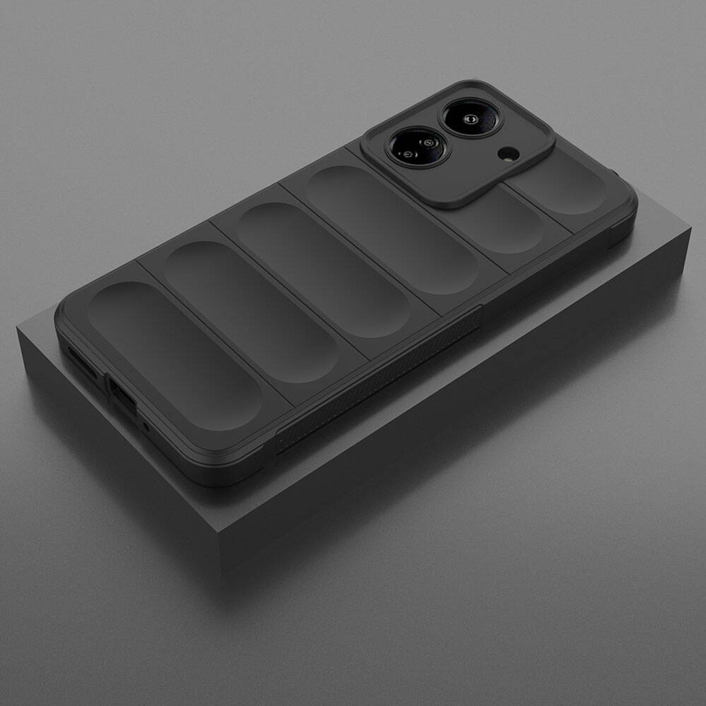 Xiaomi Redmi 13C Case Flexible TPU Hollow Back Surface Design Zore Ethnic Silicone Cover Black