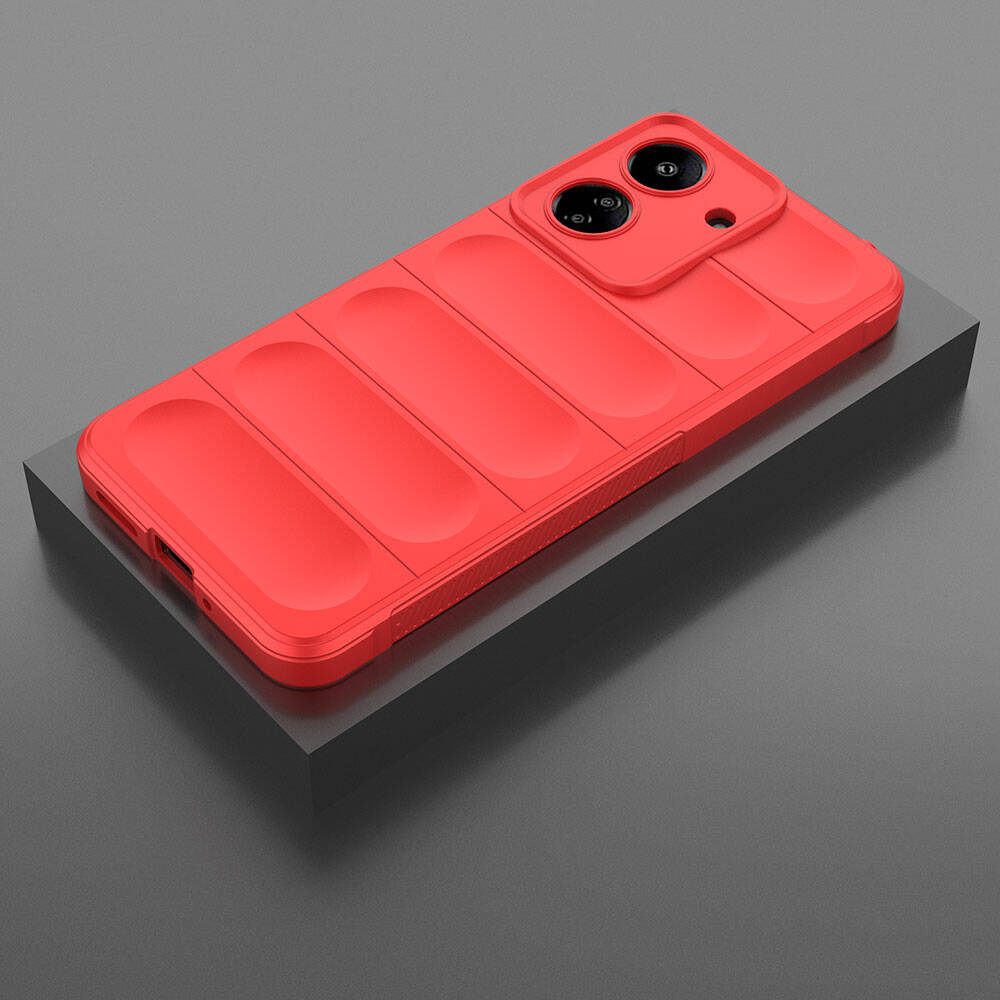 Xiaomi Redmi 13C Kılıf Esnek TPU Oyuklu Arka Yüzey Tasarımlı Zore Etnik Silikon Kapak Kırmızı