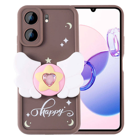 Xiaomi Redmi 13C Case Camera Protection Figure Design Zore Cover Dark Brown