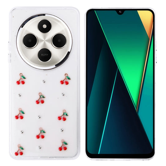Xiaomi Redmi 14C 4G Case Airbag Design Glitter Transparent Zore Polar Cover Cherry