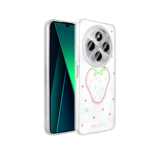 Xiaomi Redmi 14C 4G Case Transparent Figured Zore Folk Hard Cover Strawberry