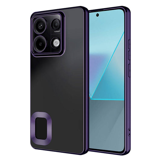 Xiaomi Redmi Note 13 4G Case Camera Protection Logo Showing Zore Omega Cover Deep Purple