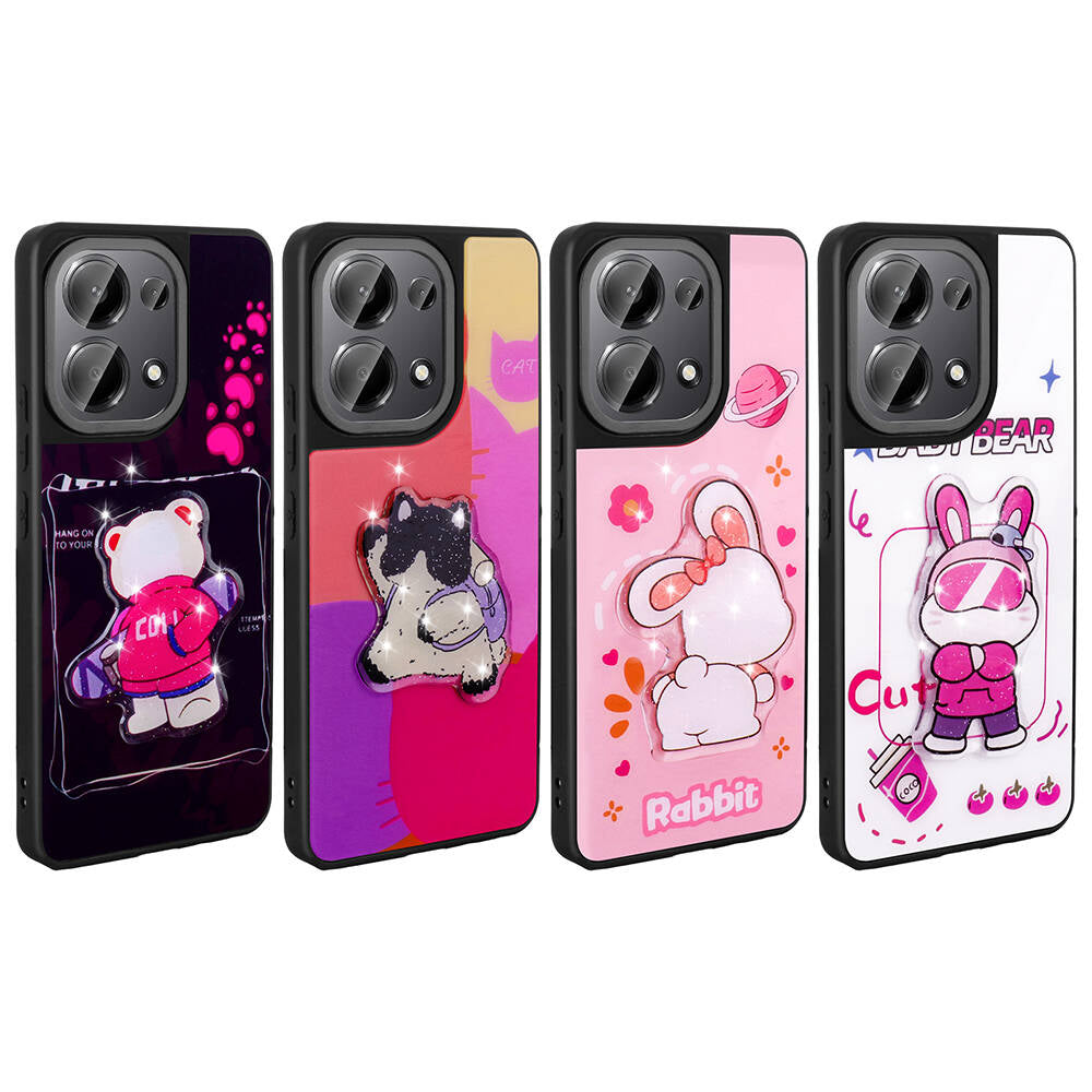 Xiaomi Redmi Note 13 Pro 4G Case Shining Embossed Iconic Figured Zore Amas Silicone Cover Black