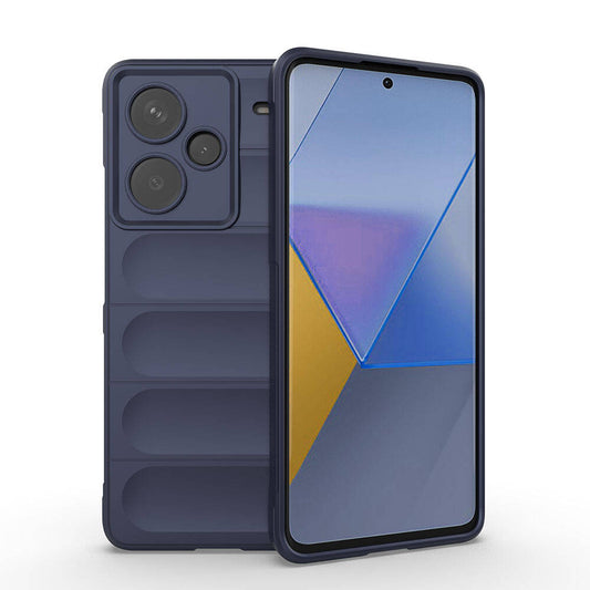 Xiaomi Redmi Note 13 Pro Plus 5G Case Flexible TPU Hollow Back Surface Design Zore Ethnic Silicone Cover Navy Blue