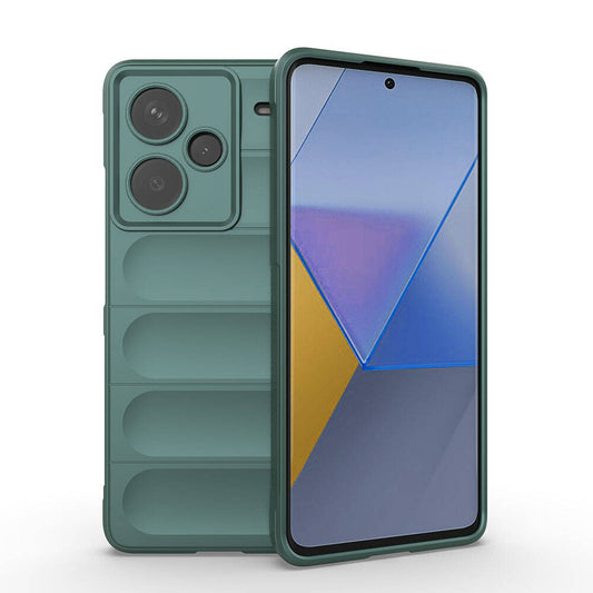 Xiaomi Redmi Note 13 Pro Plus 5G Case Flexible TPU Hollow Back Surface Design Zore Ethnic Silicone Cover Dark Green