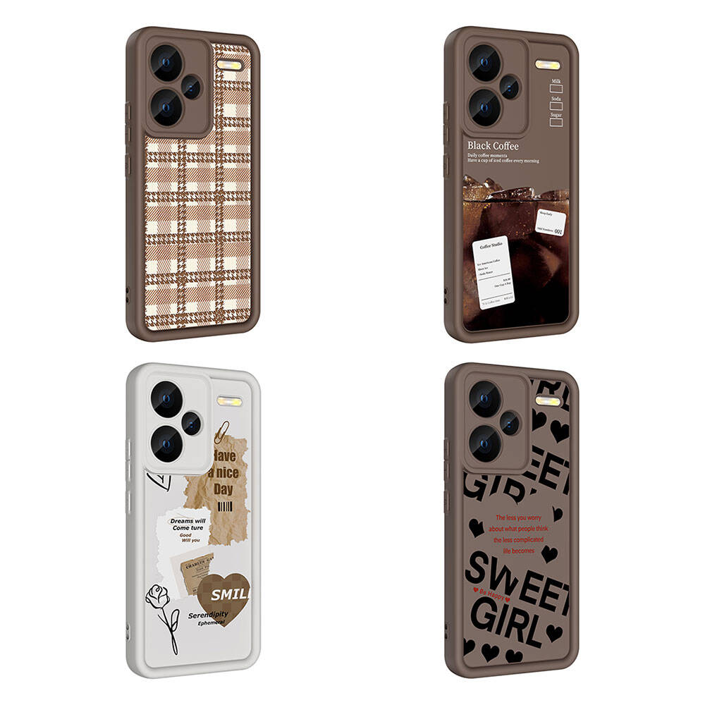 Xiaomi Redmi Note 13 Pro Plus 5G Case Camera Protection Printed Back Surface Zore Classy Cover Dark Brown