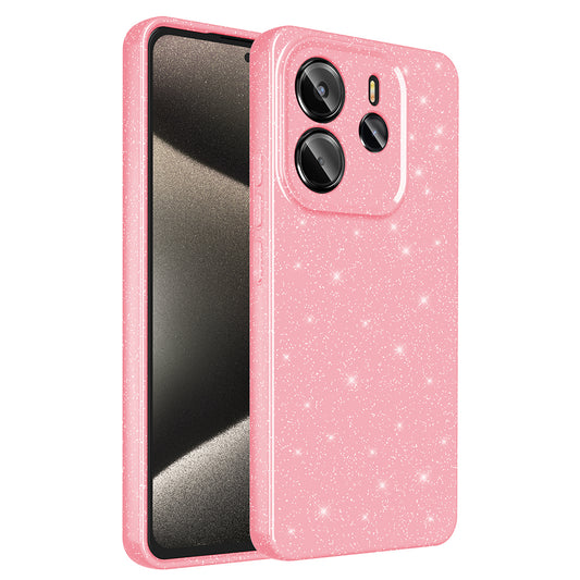 Xiaomi Redmi Note 14 5G Case Camera Protection Glitter Luxury Zore Cotton Cover Light Pink