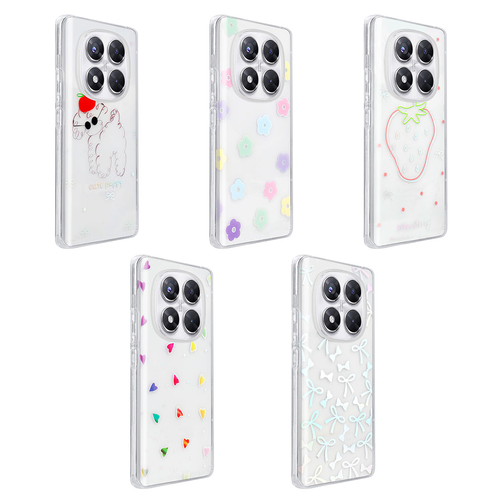 Xiaomi Redmi Note 14 Pro 4G Case Transparent Figured Zore Folk Hard Cover Strawberry