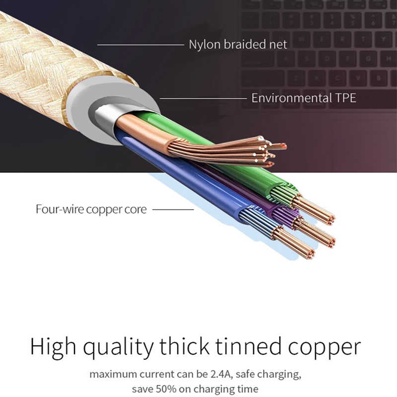 Xipin LX11 Type-C Gold Usb Cable Gold