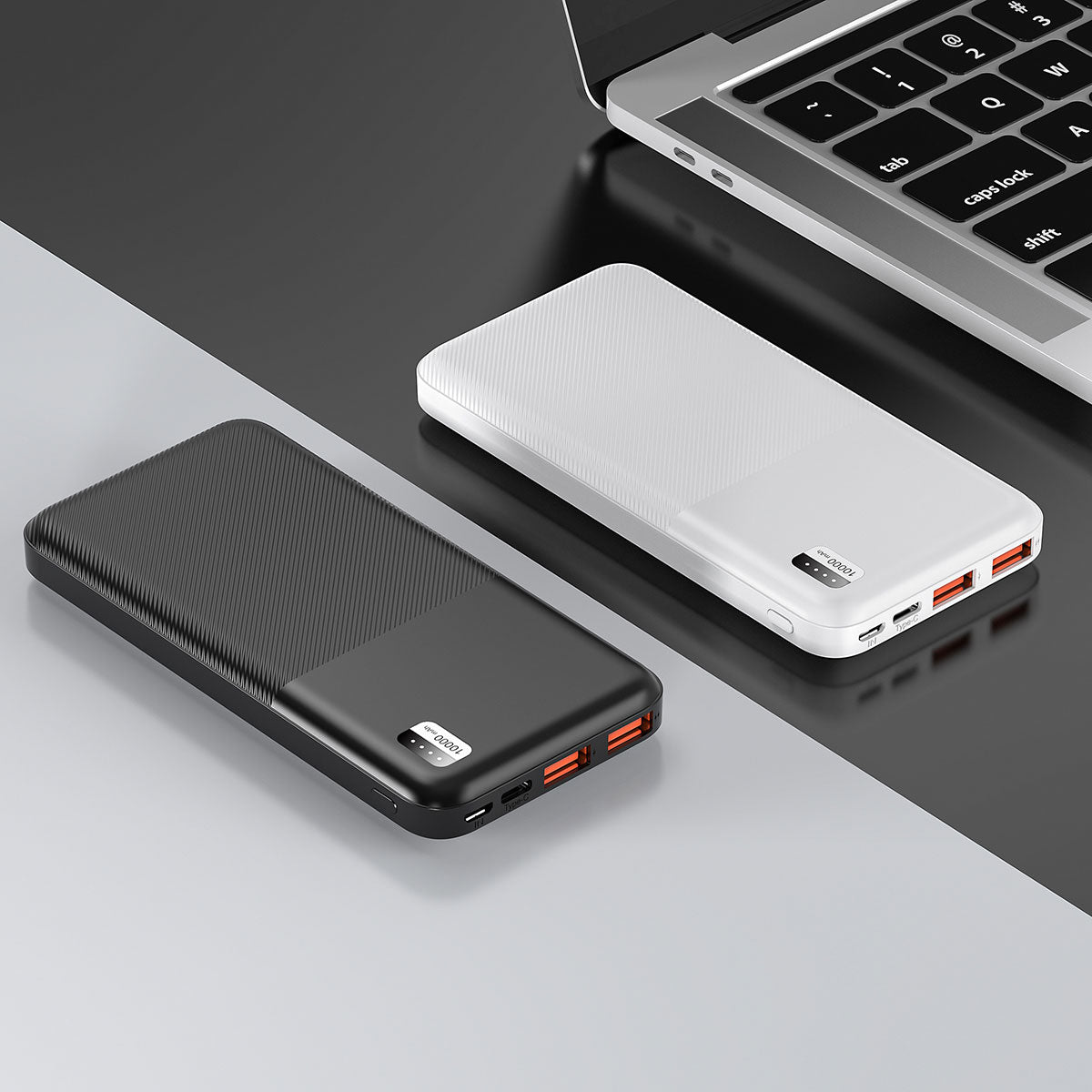 Xipin PX721 Fast Charging Dual USB Portable Power Bank with LED Light Indicator 10000mAh Black