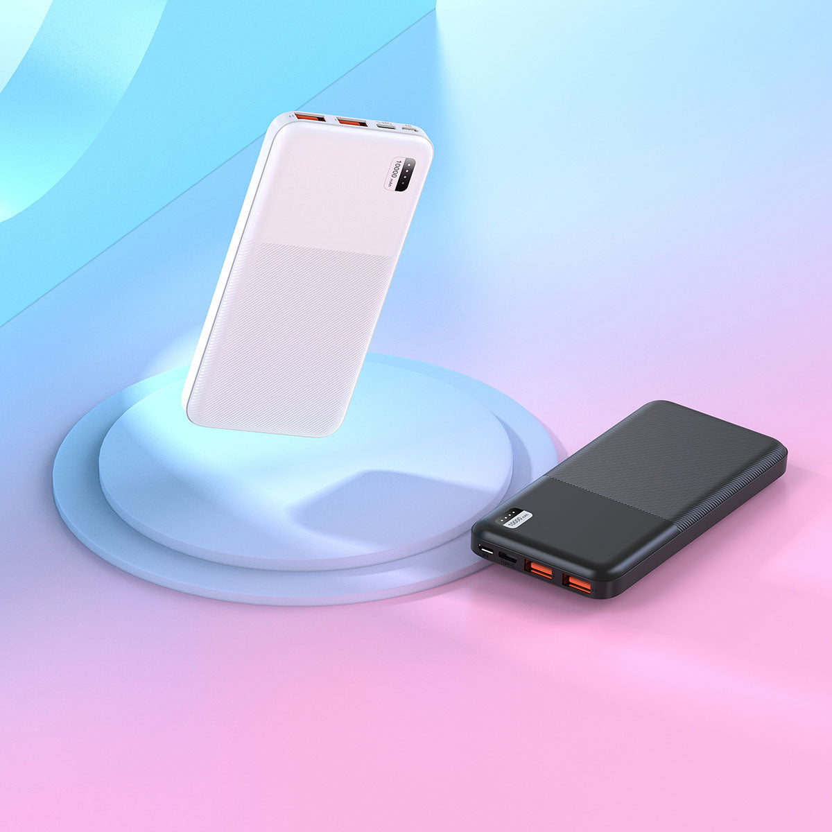 Xipin PX721 Fast Charging Dual USB Portable Power Bank with LED Light Indicator 10000mAh White