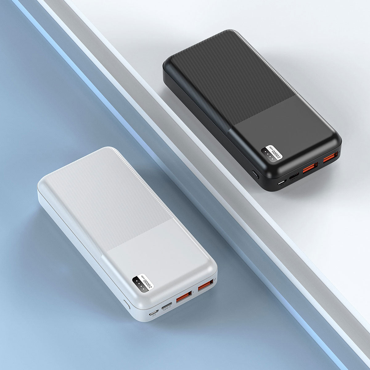 Xipin PX722 Fast Charging Dual USB Portable Power Bank with LED Light Indicator 20000mAh White