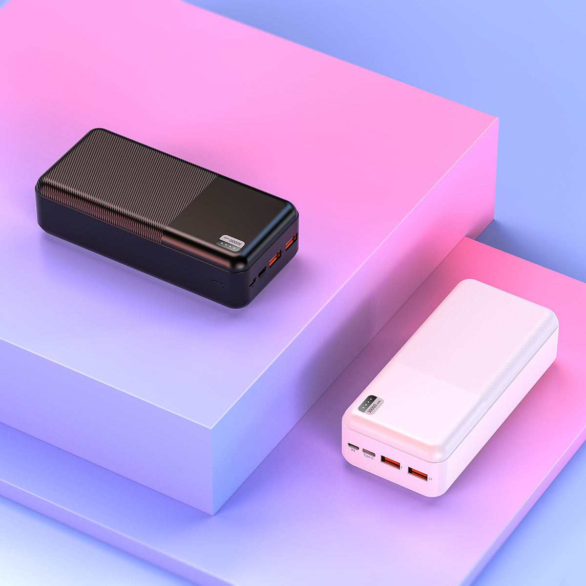 Xipin PX723 Fast Charging Dual USB Portable Power Bank with LED Light Indicator 30000mAh Black