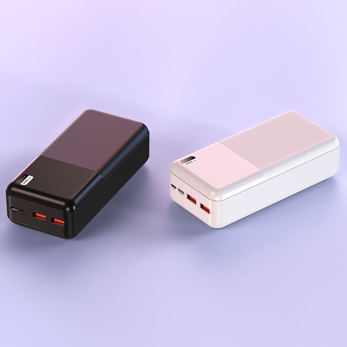 Xipin PX723 Fast Charging Dual USB Portable Power Bank with LED Light Indicator 30000mAh White