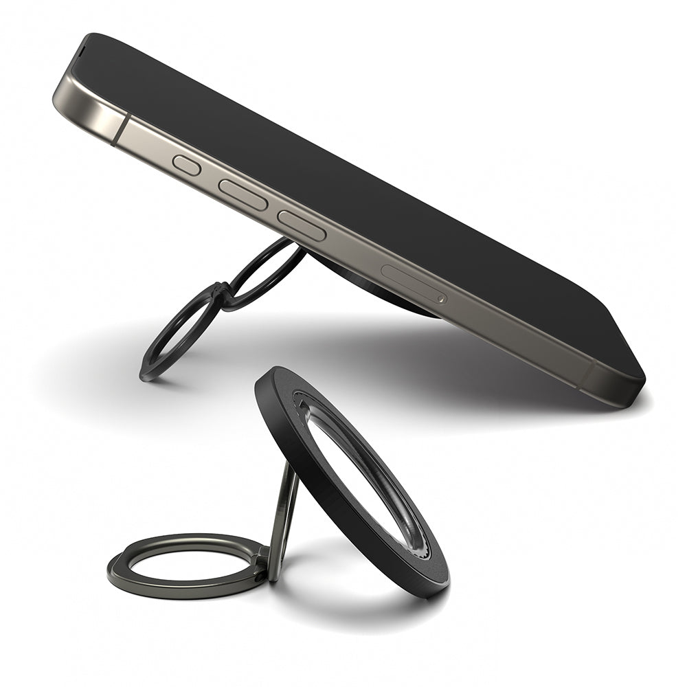 Youngkit Magnetik 360 Derece Dönebilen Double Ring Serisi Parmak Ring Stand Siyah