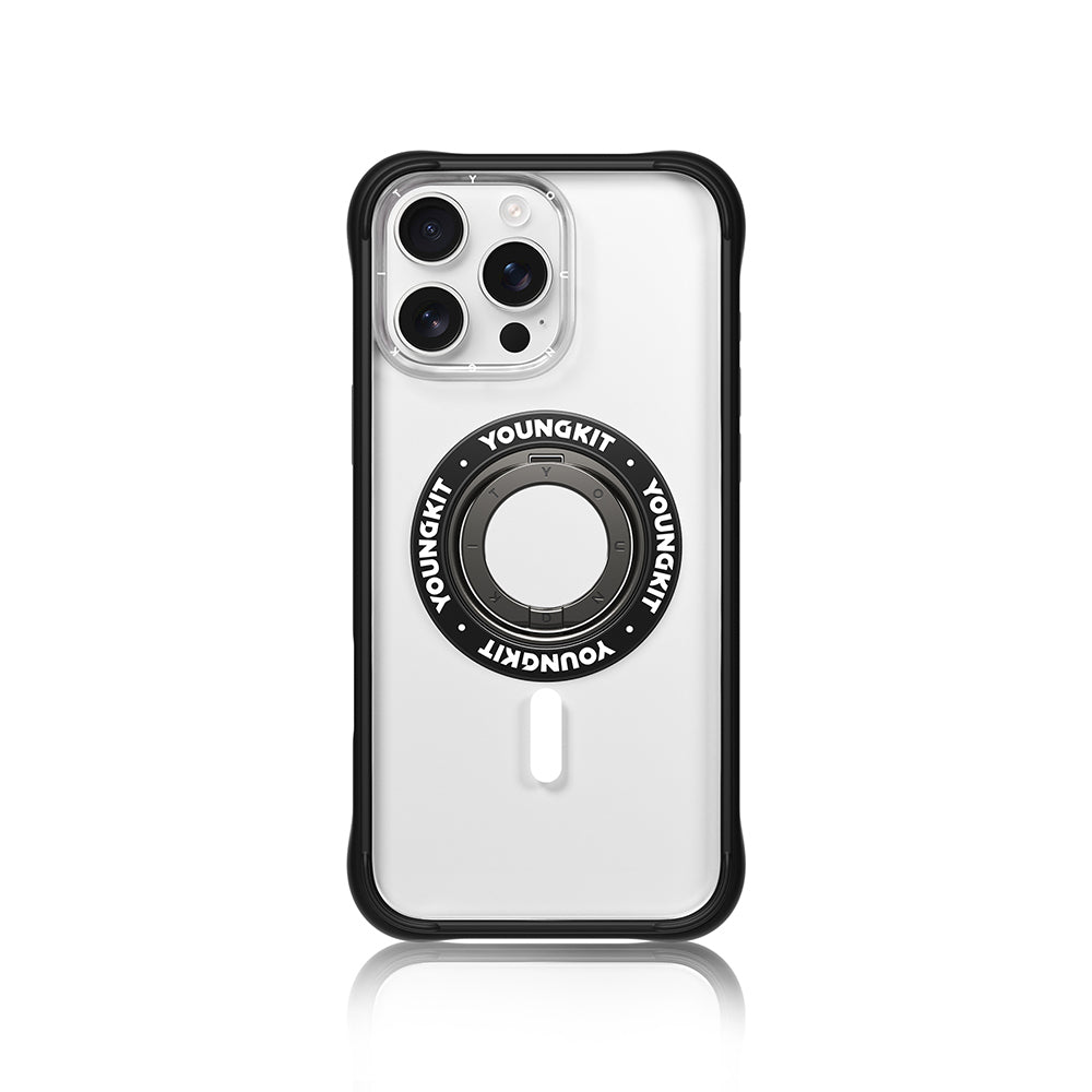 Youngkit Magnetik 360 Derece Dönebilen Double Ring Serisi Parmak Ring Stand Siyah