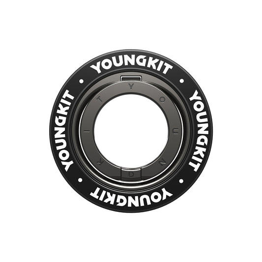 Youngkit Magnetic 360 Degree Rotating Double Ring Series Finger Ring Stand Black