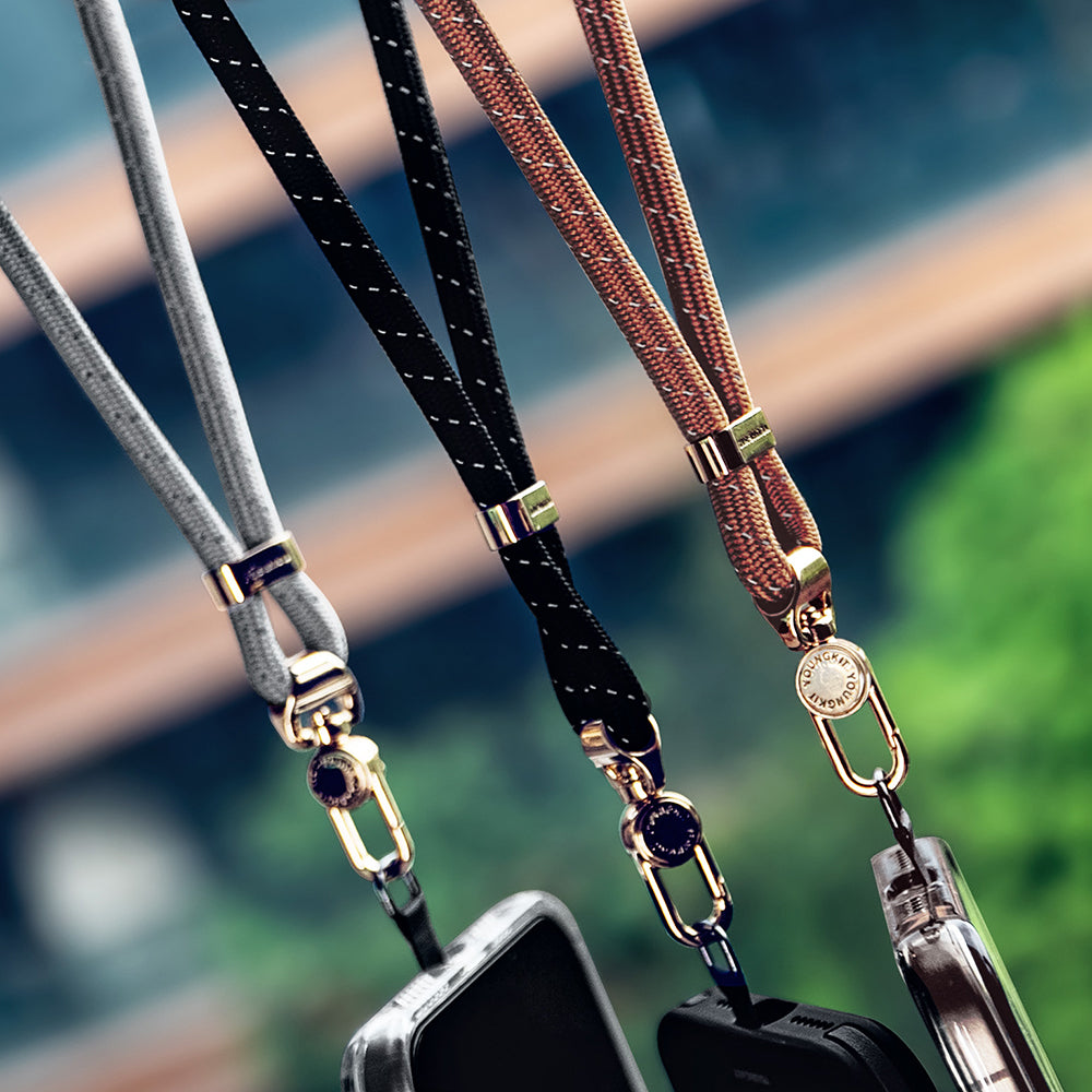 Youngkit YQ002 Reflective Stripe Patterned Mobile Phone Wrist Strap Brown
