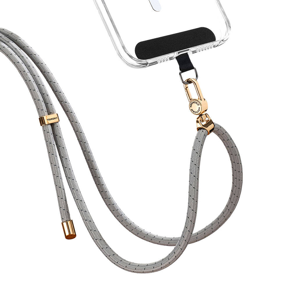 Youngkit YQ002 Reflective Stripe Patterned Mobile Phone Neck Lanyard Brown