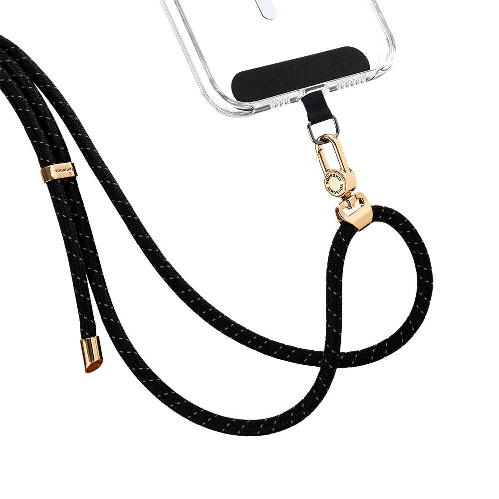 Youngkit YQ002 Reflective Stripe Patterned Mobile Phone Neck Lanyard Brown