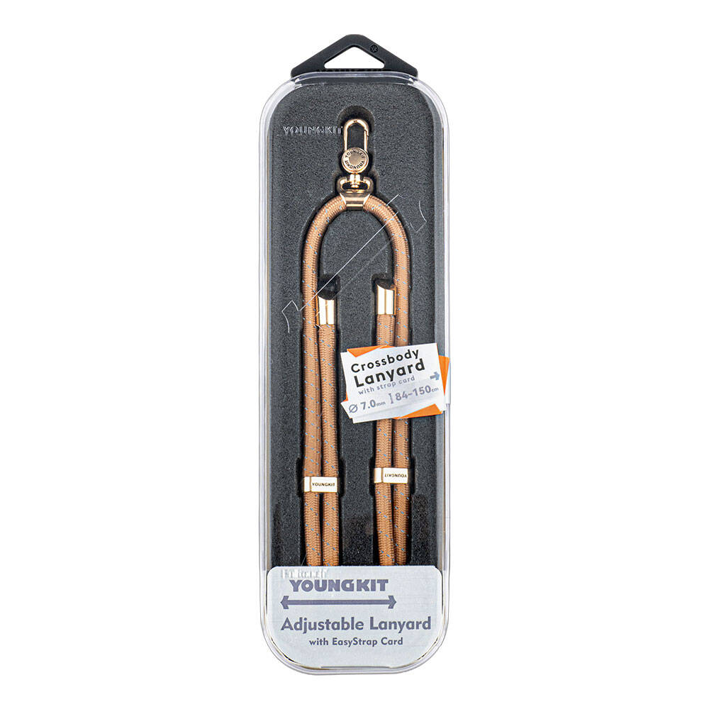 Youngkit YQ002 Reflective Stripe Patterned Mobile Phone Neck Lanyard Brown