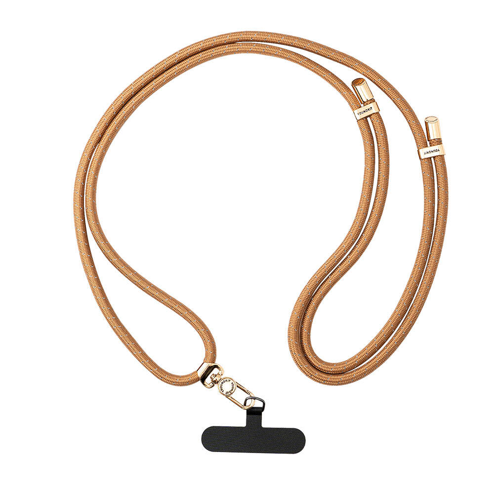 Youngkit YQ002 Reflective Stripe Patterned Mobile Phone Neck Lanyard Brown