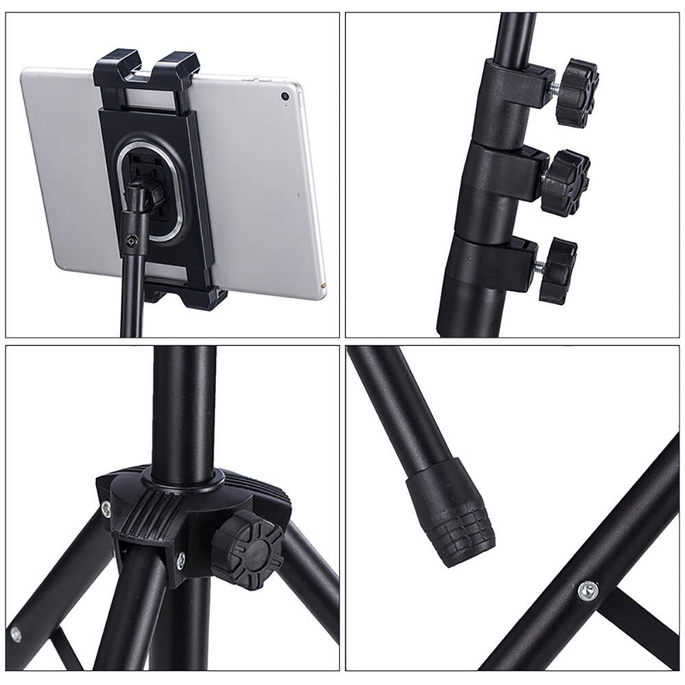 Zore ADV-306 Four-Stage Tripod with Tablet and Phone Holder Black