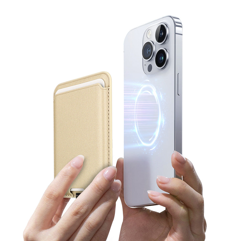 Zore CRD-09 Magnetic PU Leather Card Holder with Internal Charging Socket Light Pink
