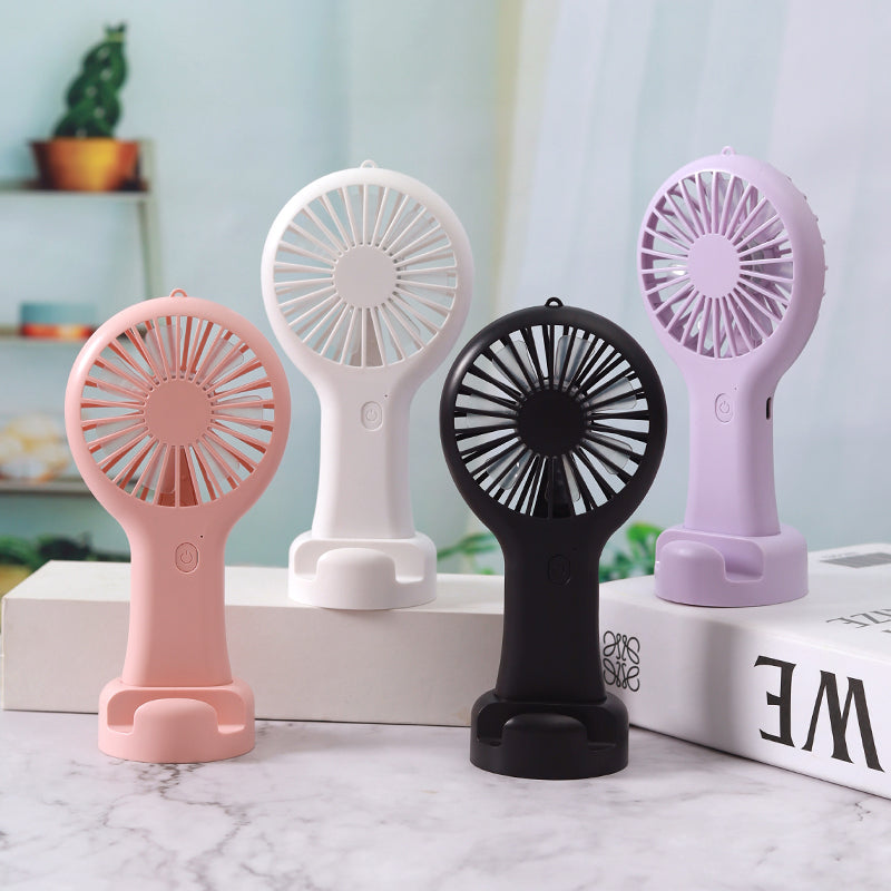 Zore DD5002 3-Stage Hand Fan with Phone Stand, Black