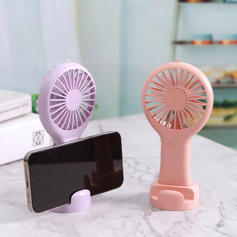 Zore DD5002 3-Stage Hand Fan with Phone Stand, Black