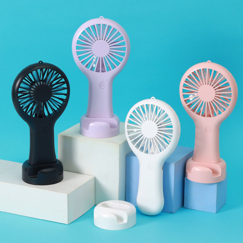 Zore DD5002 3-Stage Hand Fan with Phone Stand, Black