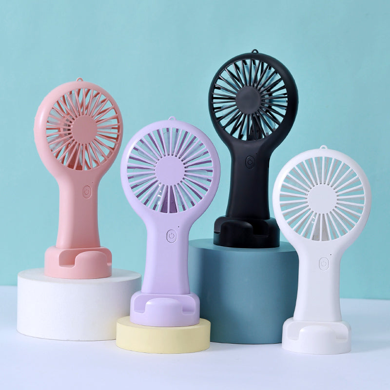 Zore DD5002 3-Stage Hand Fan with Phone Stand, Black