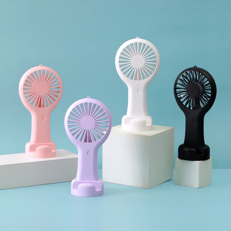 Zore DD5002 3-Stage Hand Fan with Phone Stand, Black