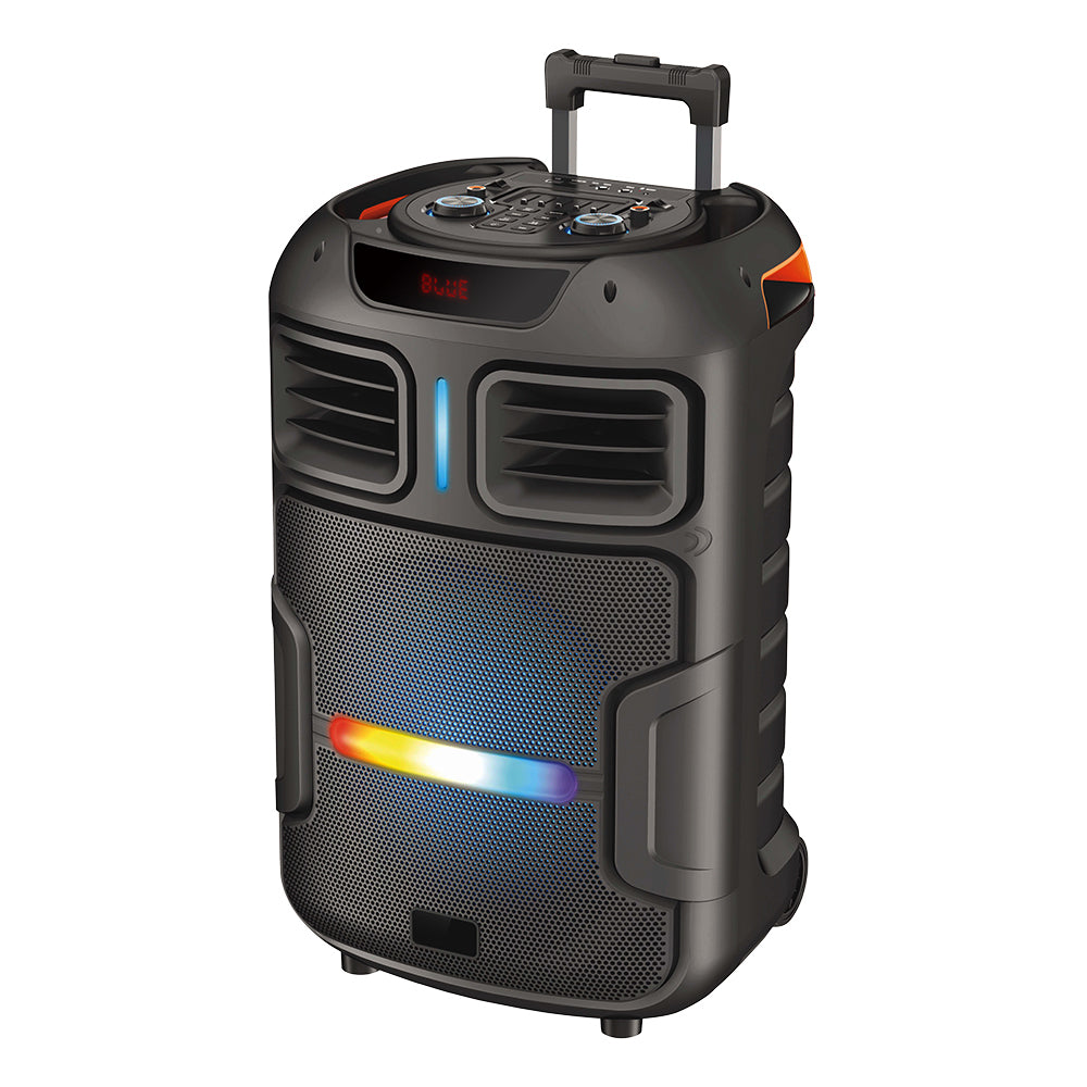 Zore GD-1503 Digital LED Display FM Radio Microphone RGB TWS 15 inch Stereo Bass Wireless Karaoke Speaker Black