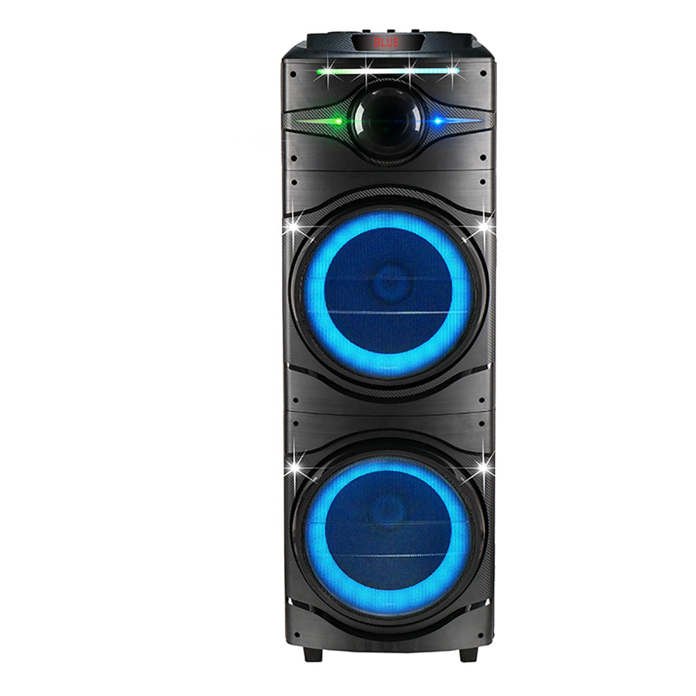 Zore GD-2016 Digital LED Display FM Radio Microphone RGB TWS Dual 12-inch Stereo Bass Wireless Karaoke Speaker Black