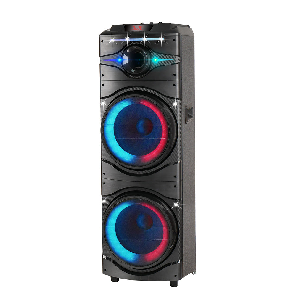 Zore GD-2016 Digital LED Display FM Radio Microphone RGB TWS Dual 12-inch Stereo Bass Wireless Karaoke Speaker Black