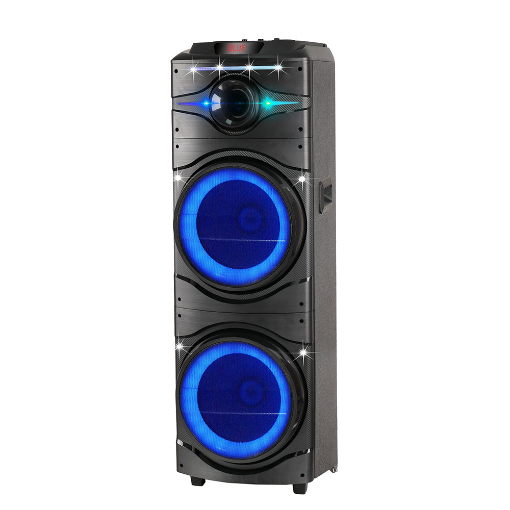 Zore GD-2016 Digital LED Display FM Radio Microphone RGB TWS Dual 12-inch Stereo Bass Wireless Karaoke Speaker Black