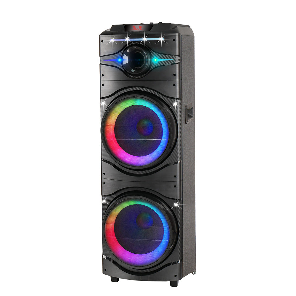 Zore GD-2016 Digital LED Display FM Radio Microphone RGB TWS Dual 12-inch Stereo Bass Wireless Karaoke Speaker Black