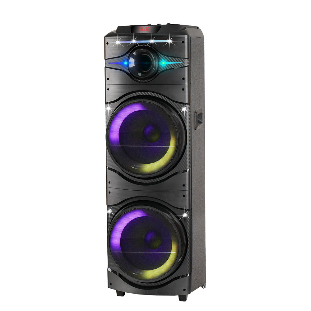 Zore GD-2016 Digital LED Display FM Radio Microphone RGB TWS Dual 12-inch Stereo Bass Wireless Karaoke Speaker Black