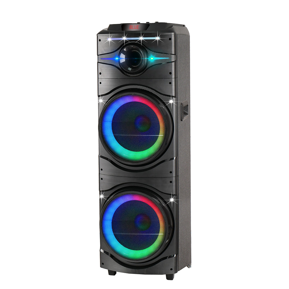 Zore GD-2016 Digital LED Display FM Radio Microphone RGB TWS Dual 12-inch Stereo Bass Wireless Karaoke Speaker Black