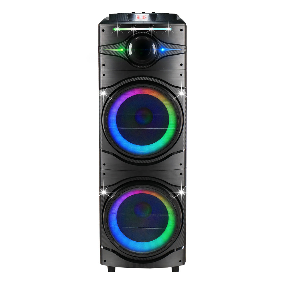 Zore GD-2016 Digital LED Display FM Radio Microphone RGB TWS Dual 12-inch Stereo Bass Wireless Karaoke Speaker Black