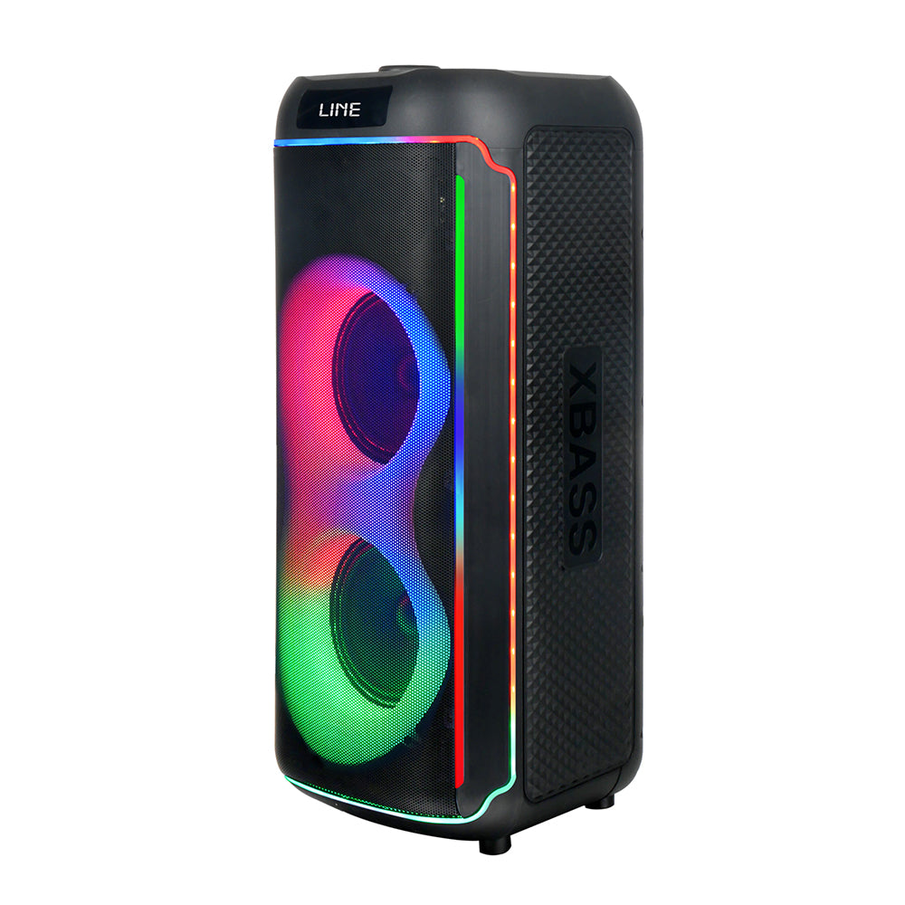 Zore GD-2606 Digital LED Display FM Radio Microphone RGB TWS Dual 6.5 inch Stereo Bass Wireless Karaoke Speaker Black