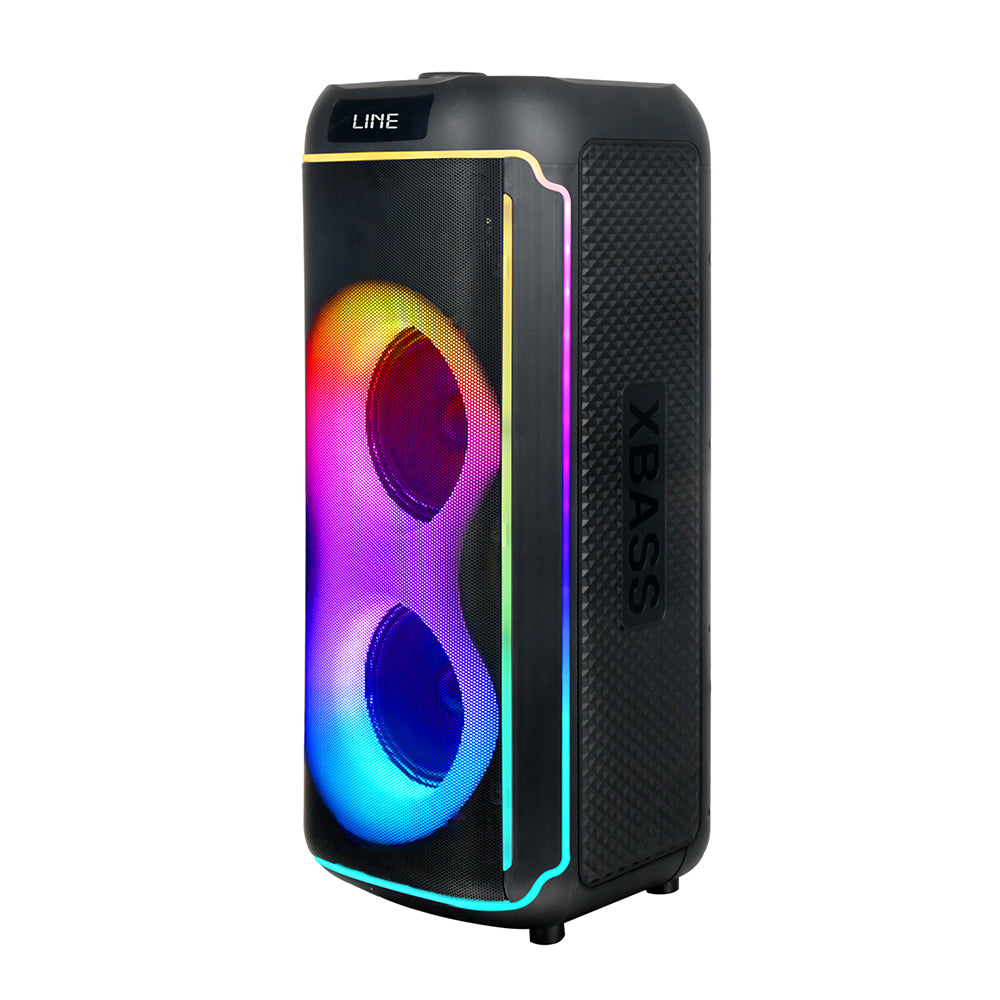 Zore GD-2606 Digital LED Display FM Radio Microphone RGB TWS Dual 6.5 inch Stereo Bass Wireless Karaoke Speaker Black