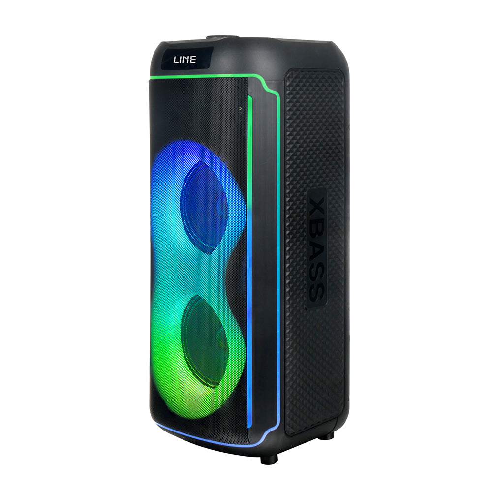 Zore GD-2606 Digital LED Display FM Radio Microphone RGB TWS Dual 6.5 inch Stereo Bass Wireless Karaoke Speaker Black